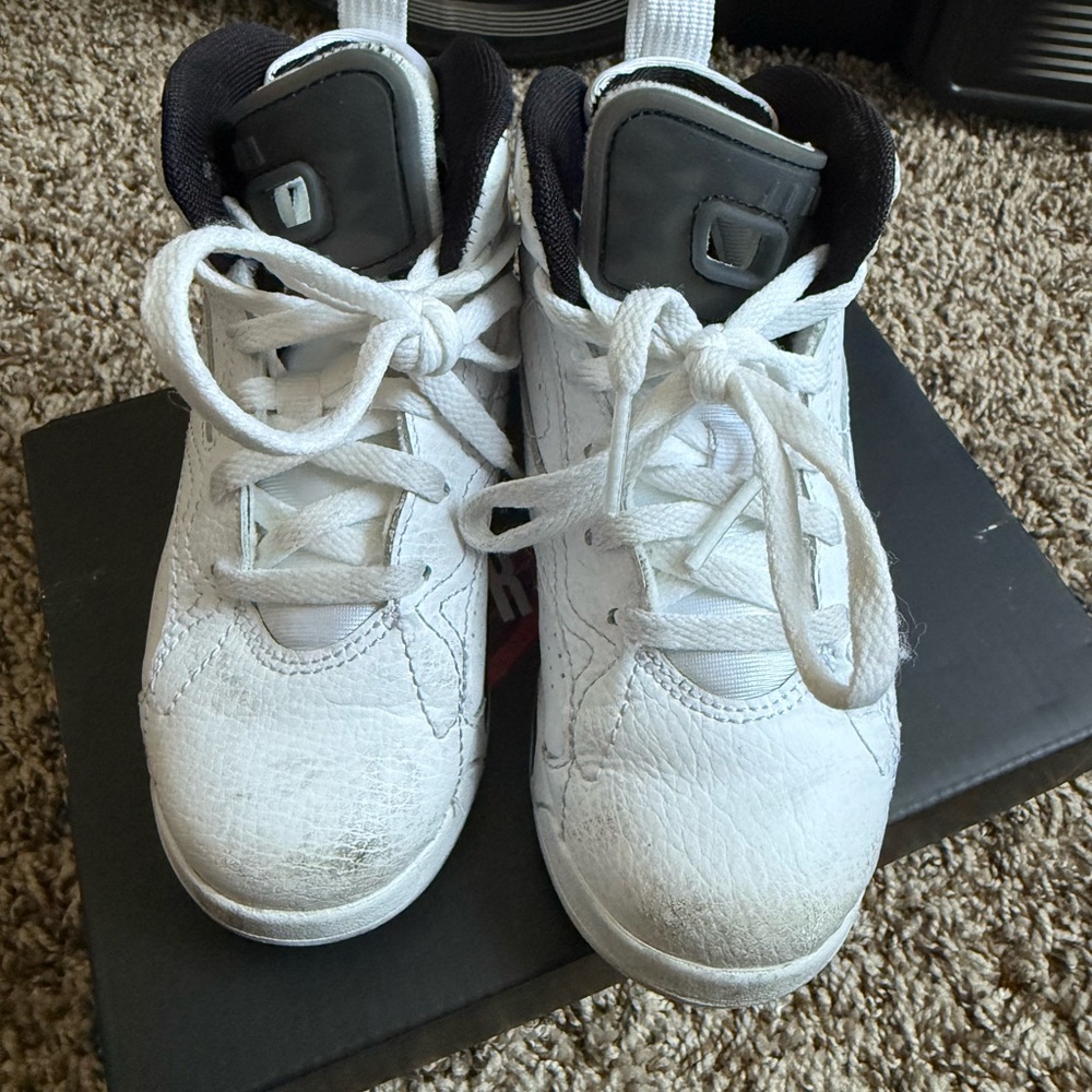 Jordan Kids White and Black High-Top Sneakers